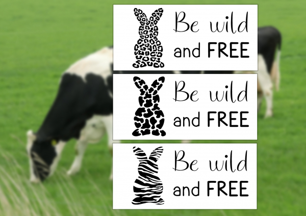 große Sticker Aufkleber Osterhase Kuh Leo Zebra, be wild and free, BPA frei, by BuntMixxDesign große Sticker Aufkleber Osterhase Kuh Leo Zebra, be wild and free, BPA frei, by BuntMixxDesign